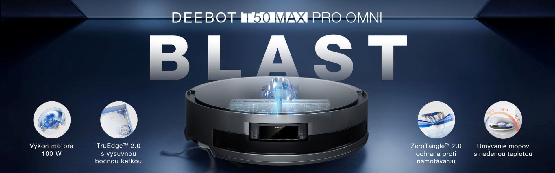 1 1920x600 2v1 smart robotický vysávač ECOVACS DEEBOT T50 MAX PRO OMNI 